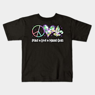 Awesome Peace Love Mardi Gras Gift Kids T-Shirt